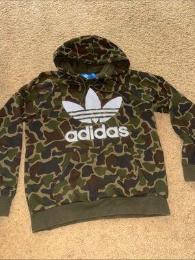 adidas Camo Trefoil Hoodie in Green/Brown/Black